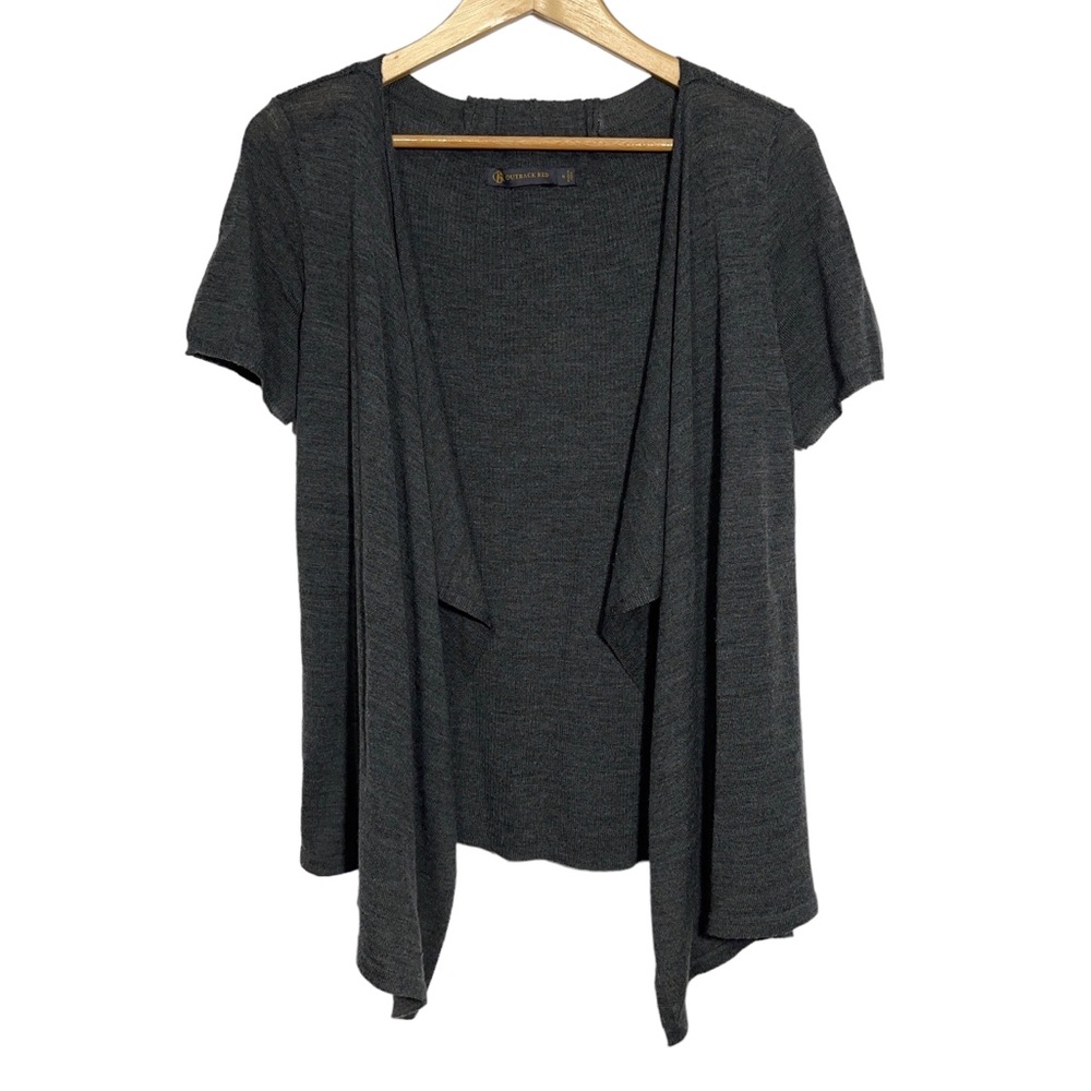 Outback Red Wool Blend Waterfall Cardigan Sweater Short Sleeve